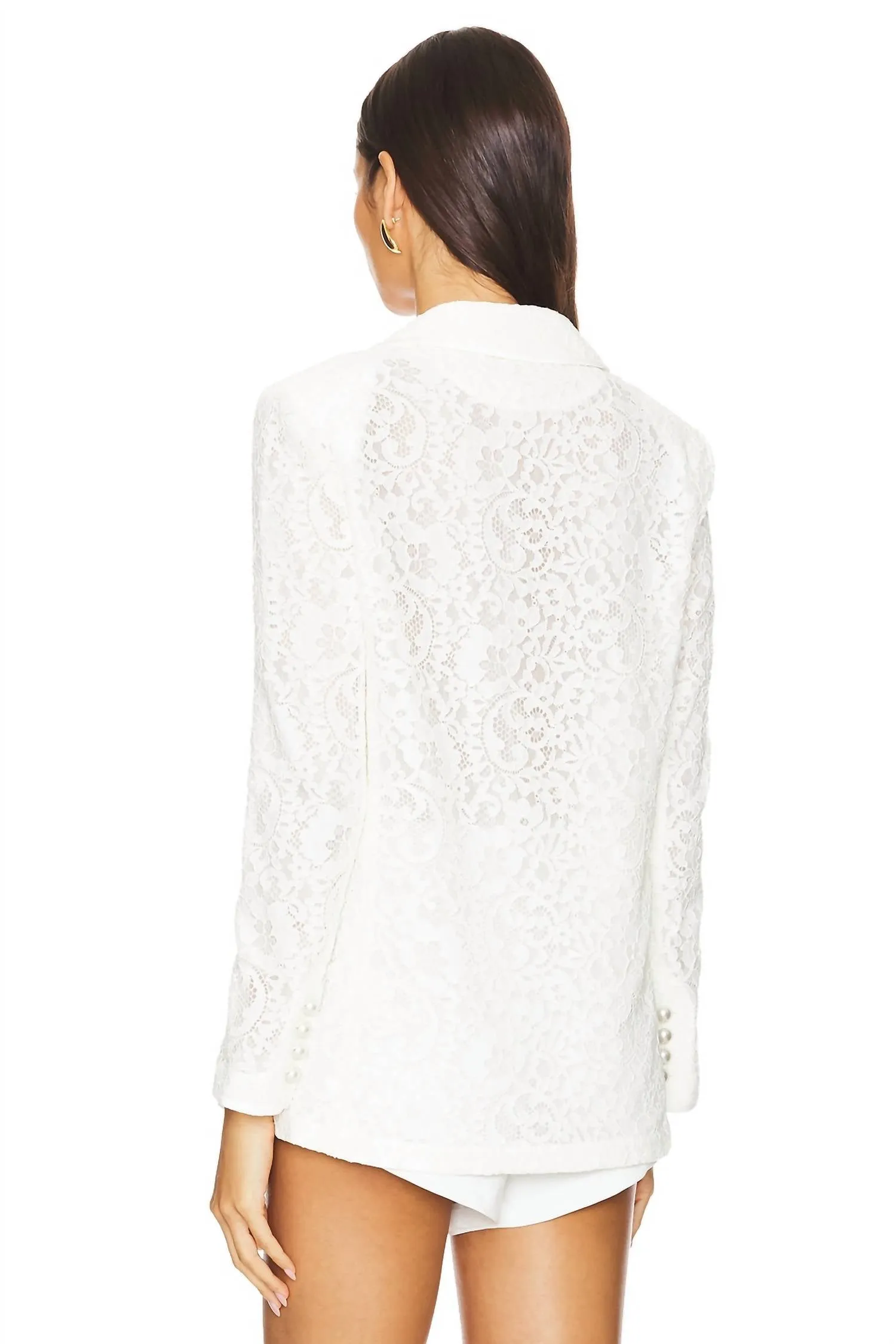 Alice   Olivia - Judith Sheer Lace Notch Collar Blazer