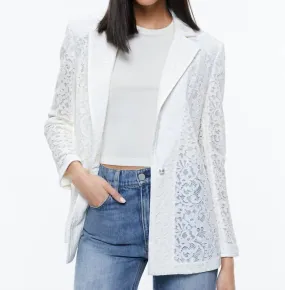 Alice   Olivia - Judith Sheer Lace Notch Collar Blazer