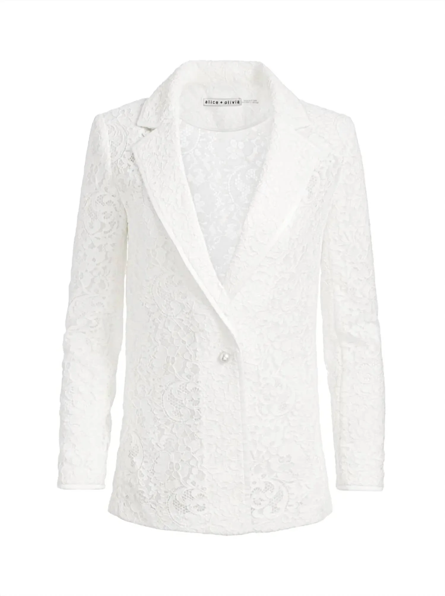 Alice   Olivia - Judith Sheer Lace Notch Collar Blazer