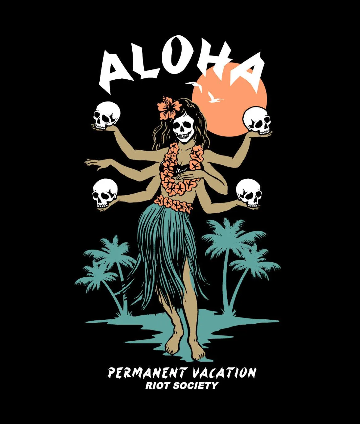 Aloha Hula Girl Permanent Vacation Womens Tee