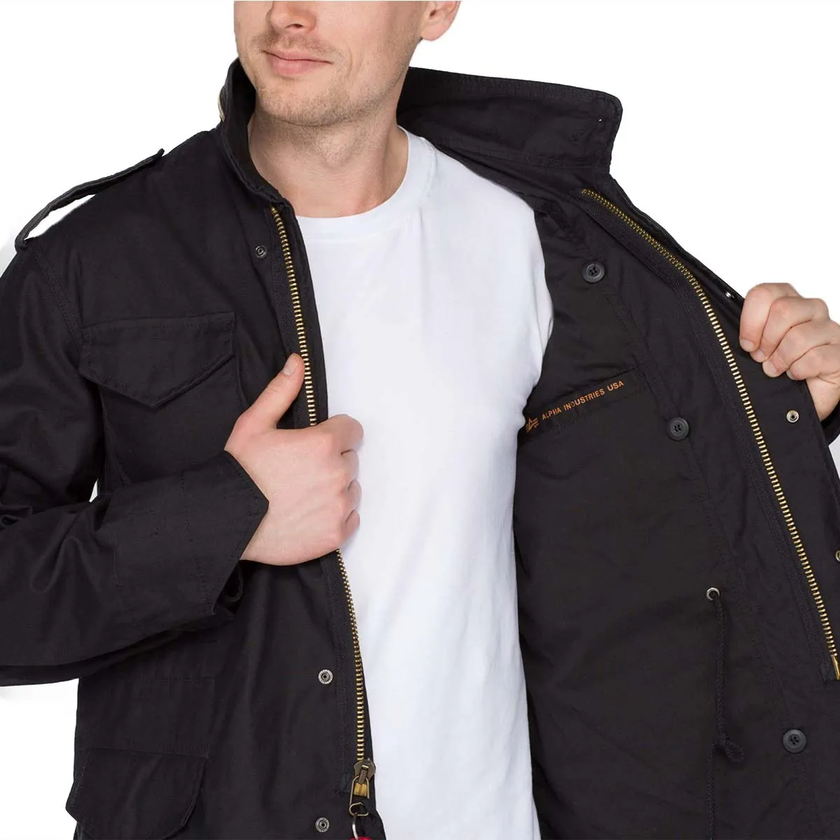 Mens Alpha Industries M-65 Field Jacket - Classic Black Military Style Outerwear