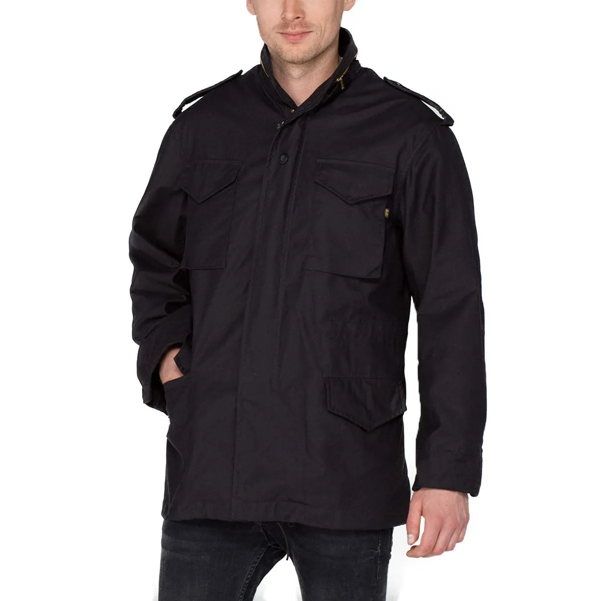 Mens Alpha Industries M-65 Field Jacket - Classic Black Military Style Outerwear