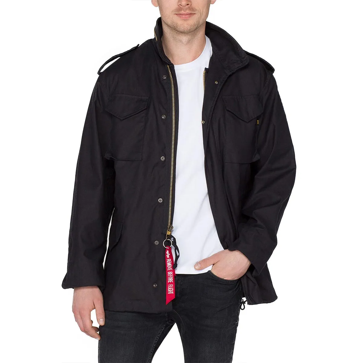 Mens Alpha Industries M-65 Field Jacket - Classic Black Military Style Outerwear