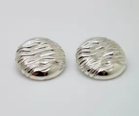 Big Round Stud Earrings: Water Wave Sterling Silver Earrings