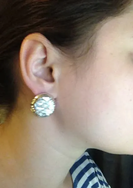 Big Round Stud Earrings: Water Wave Sterling Silver Earrings