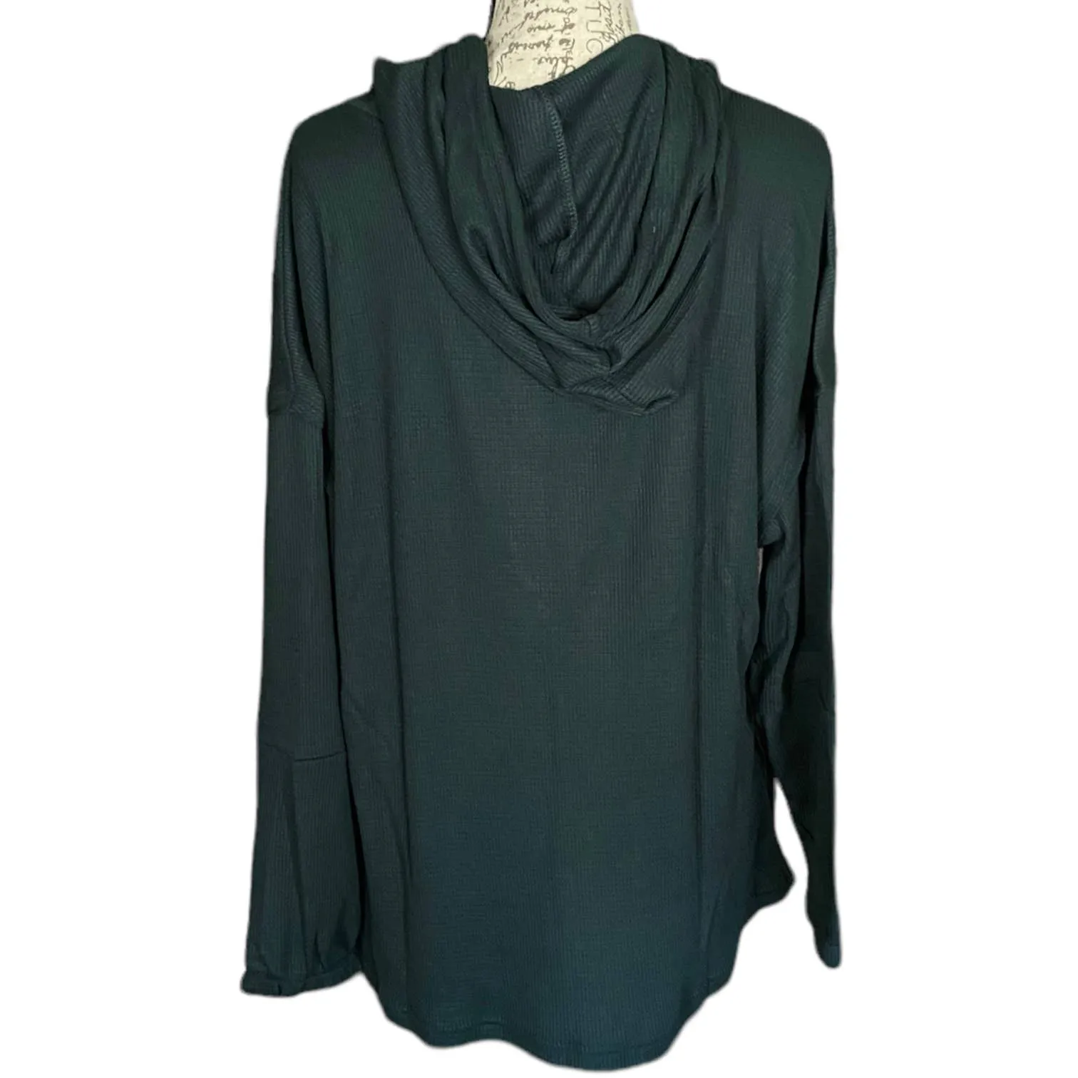 Bloomchic Green Drawstring Waffle Knit Hoodie Size 14/16