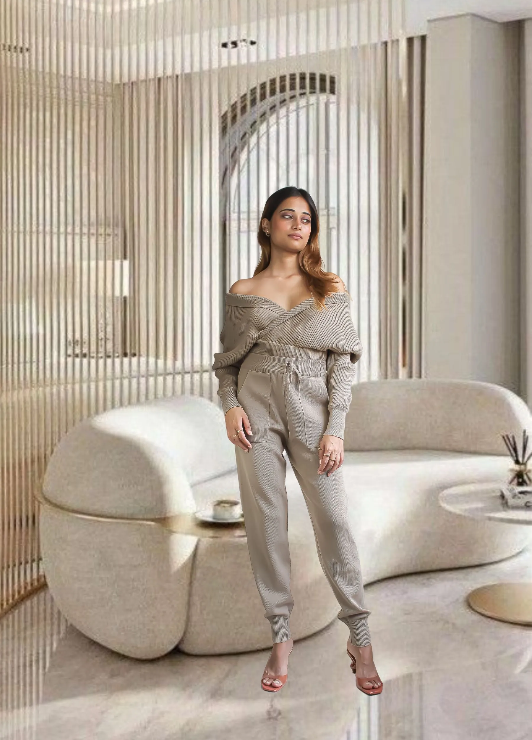 Camel Kim Knitted Top and Pants