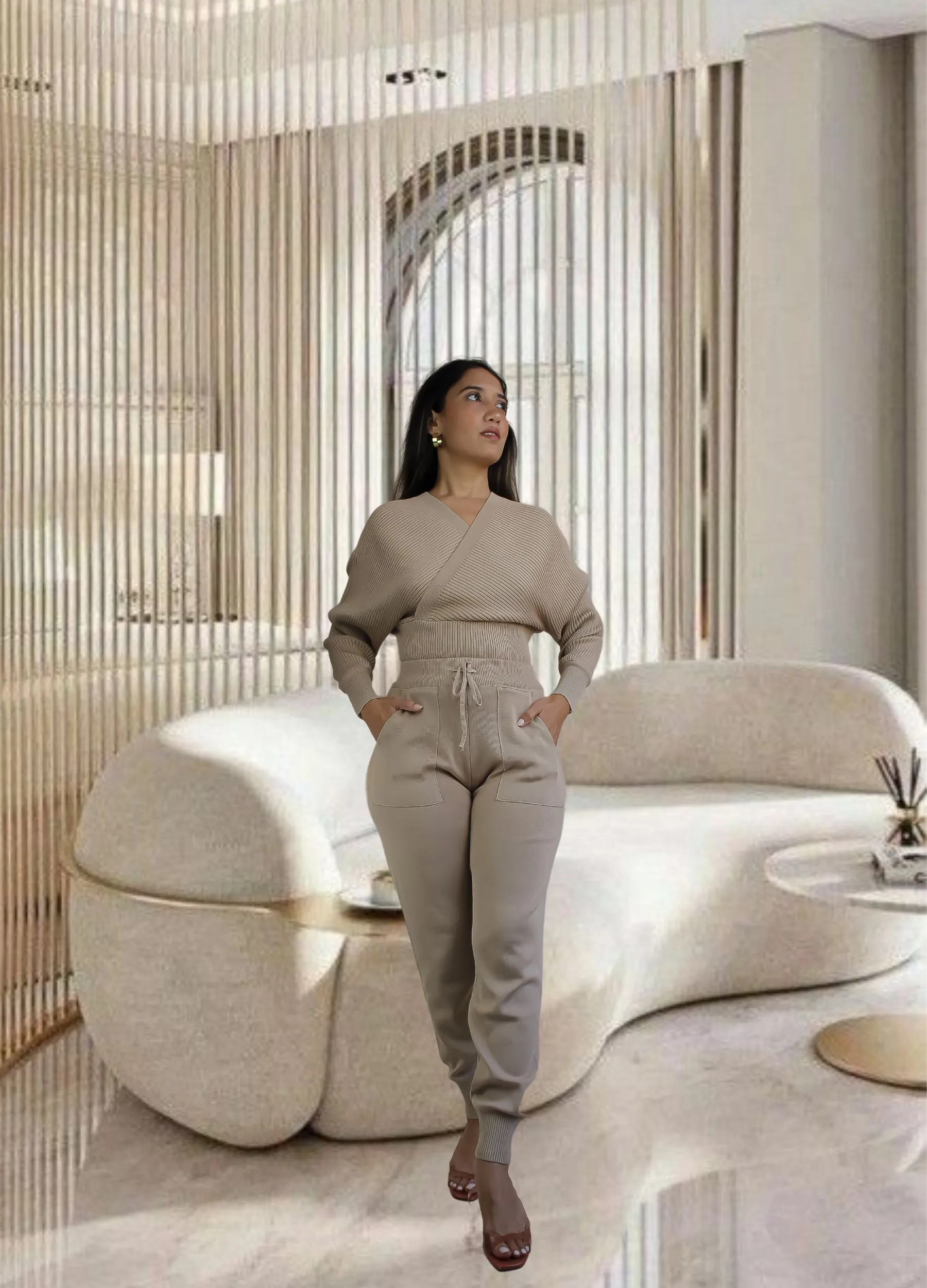 Camel Kim Knitted Top and Pants