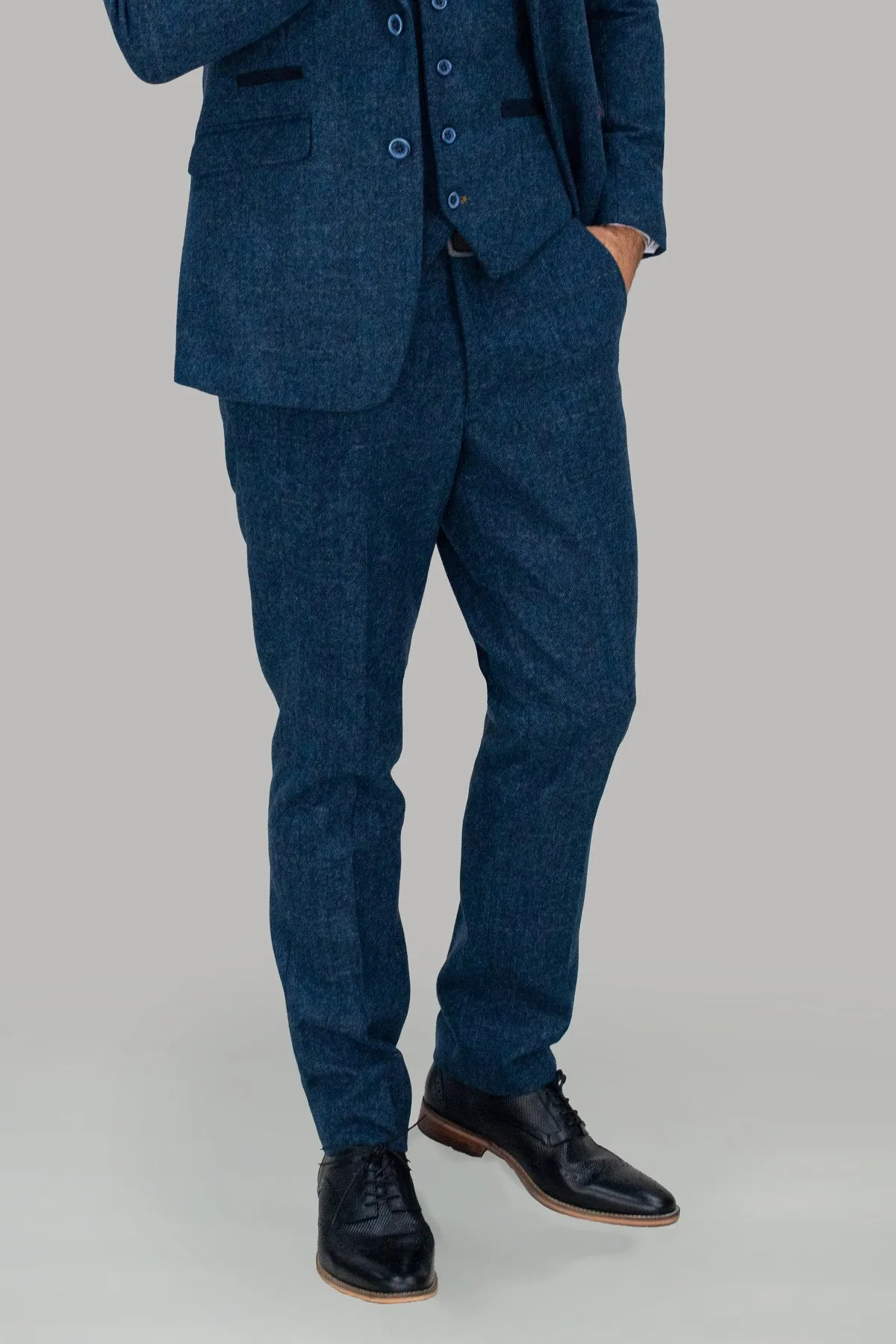 Carnegi Navy Tweed 3 Piece Wedding Suit