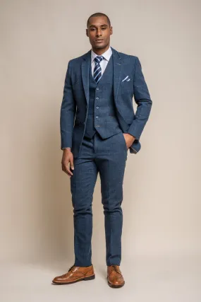 Carnegi Navy Tweed 3 Piece Wedding Suit