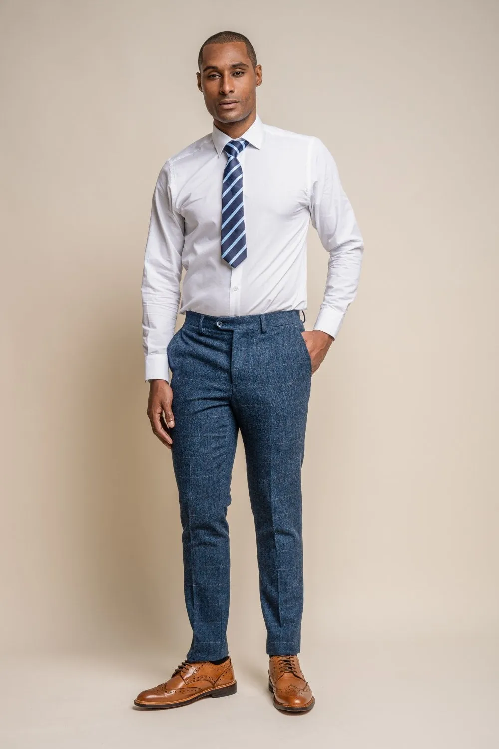 Carnegi Navy Tweed 3 Piece Wedding Suit
