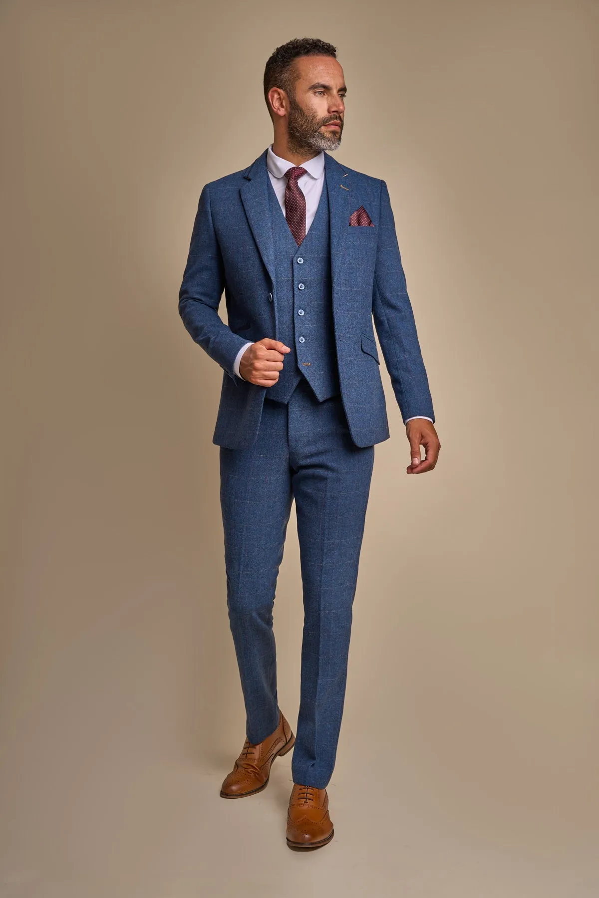 Carnegi Navy Tweed 3 Piece Wedding Suit