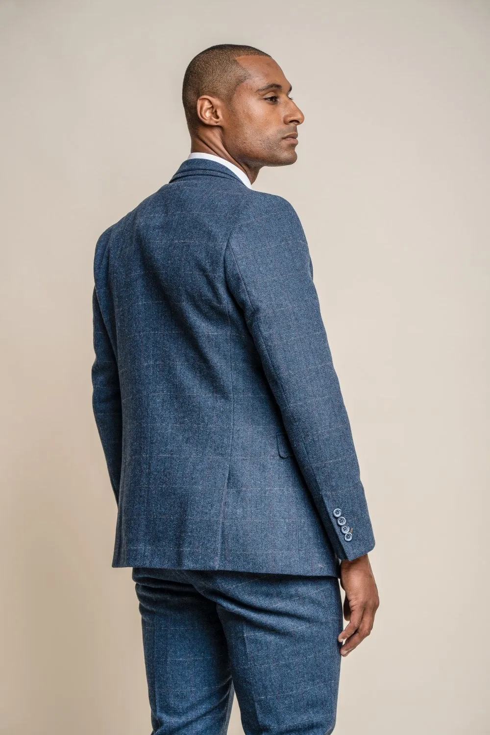 Carnegi Navy Tweed 3 Piece Wedding Suit