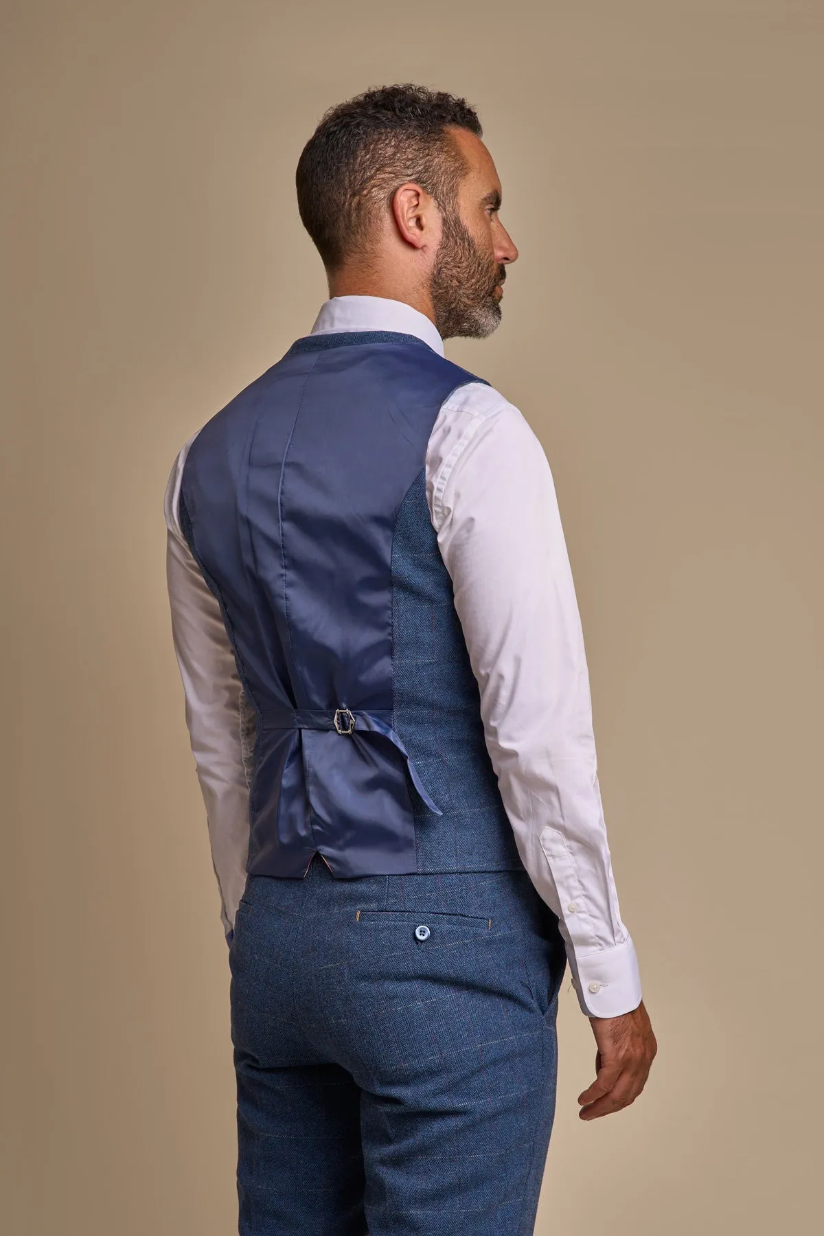 Carnegi Navy Tweed 3 Piece Wedding Suit