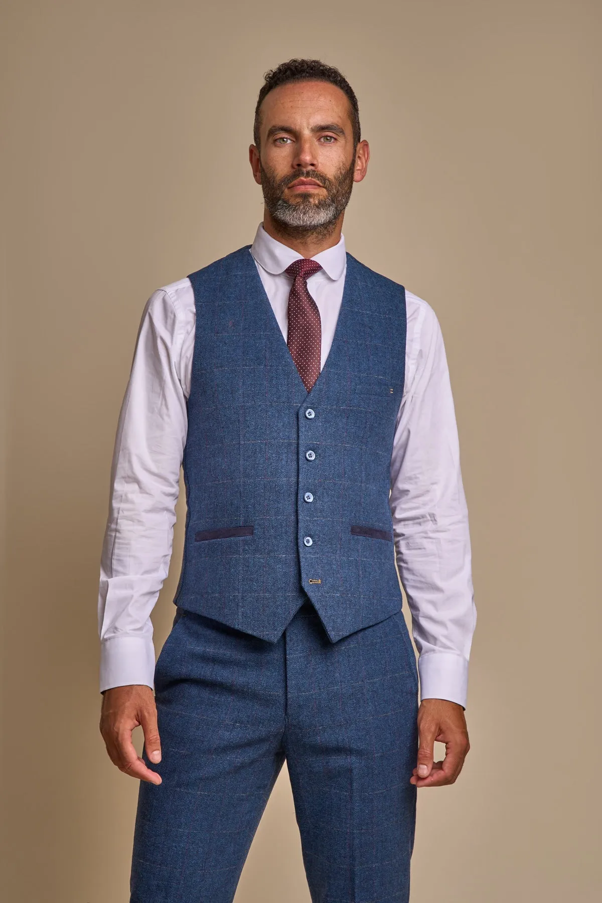 Carnegi Navy Tweed 3 Piece Wedding Suit