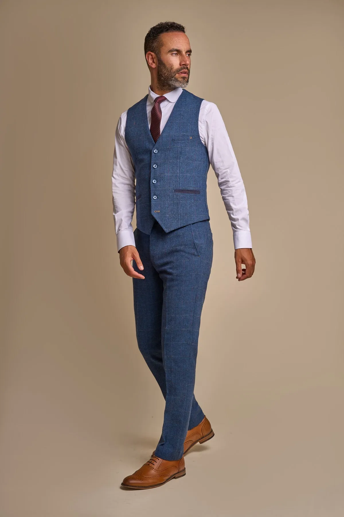 Carnegi Navy Tweed 3 Piece Wedding Suit