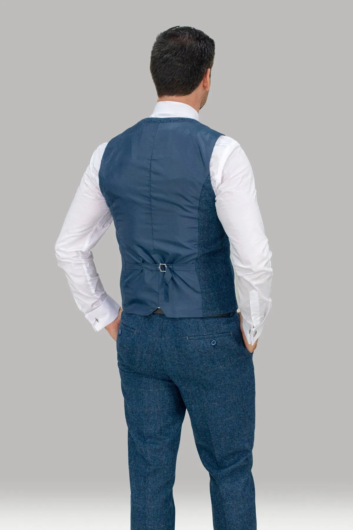Carnegi Navy Tweed 3 Piece Wedding Suit