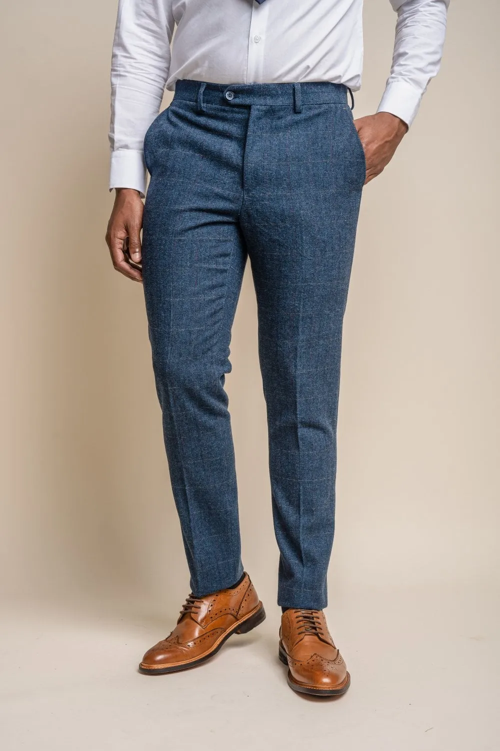 Carnegi Navy Tweed 3 Piece Wedding Suit