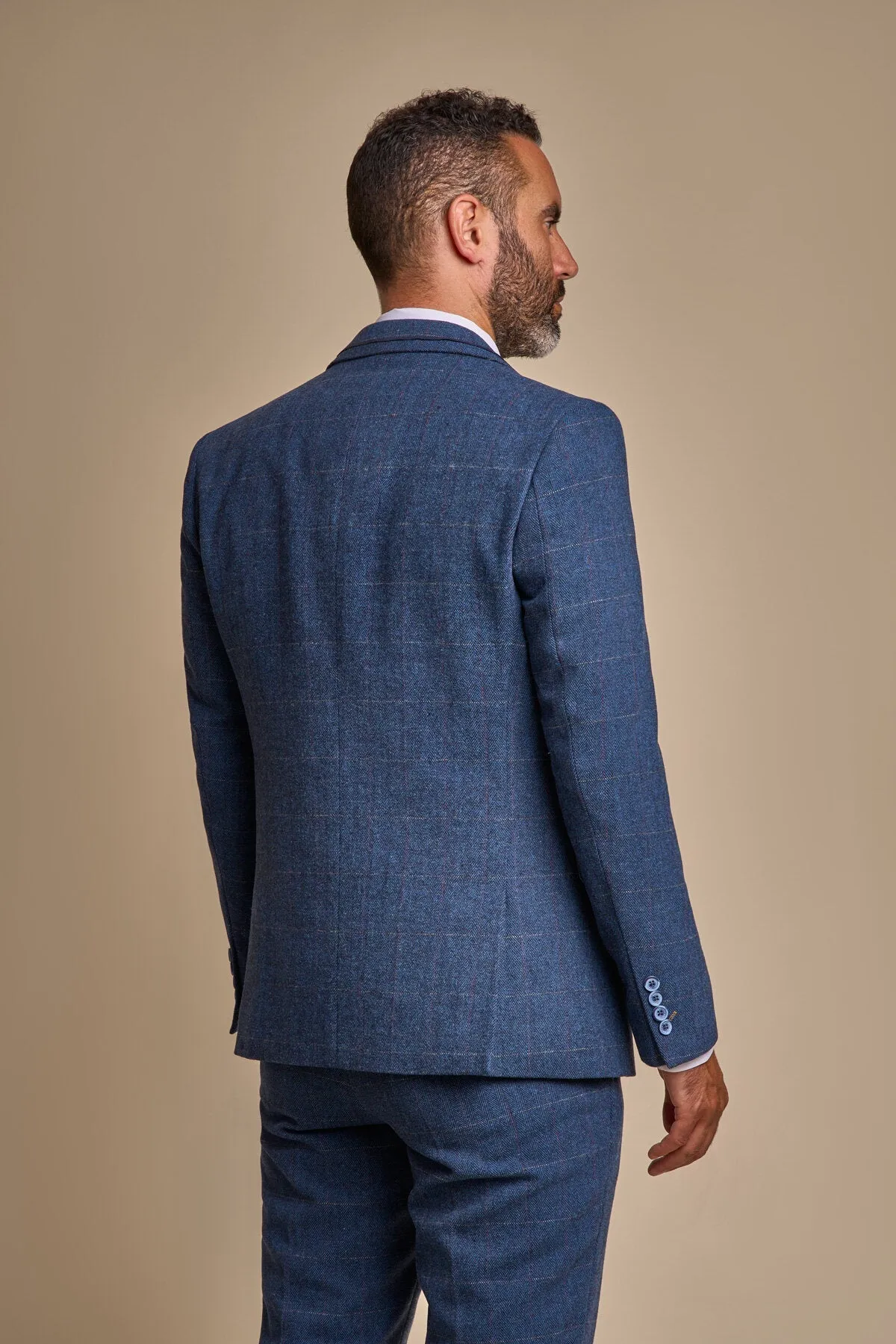 Carnegi Navy Tweed 3 Piece Wedding Suit