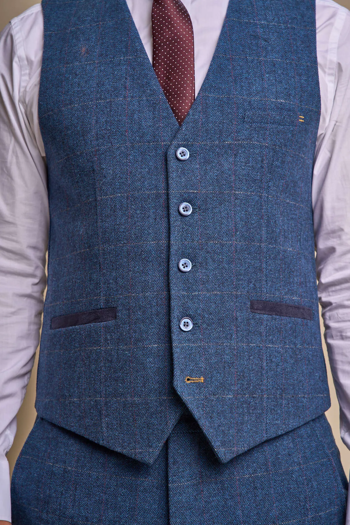 Carnegi Navy Tweed 3 Piece Wedding Suit