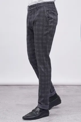 CROSS POCKET CASUAL PANT BLUE GREY CHECK