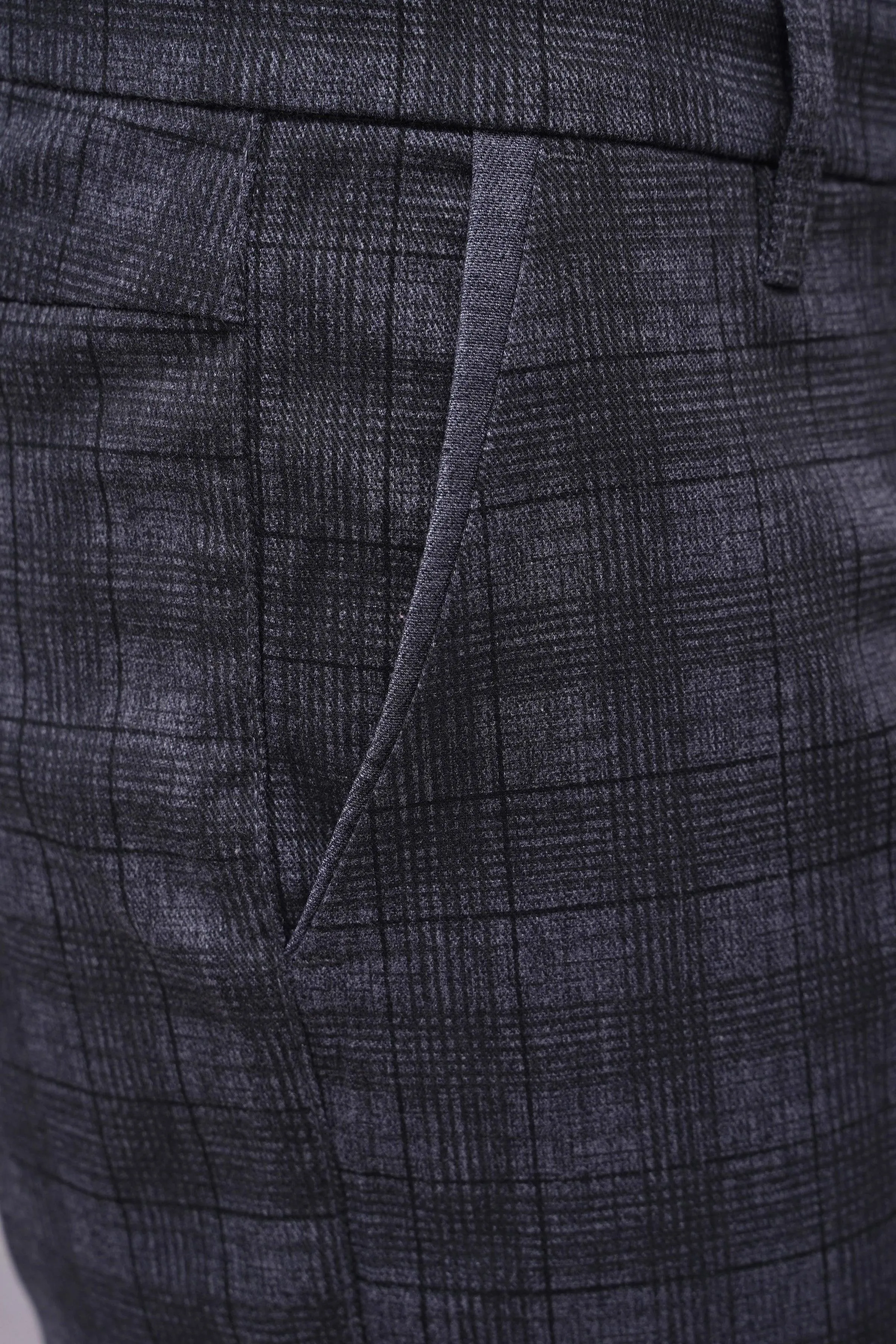 CROSS POCKET CASUAL PANT BLUE GREY CHECK