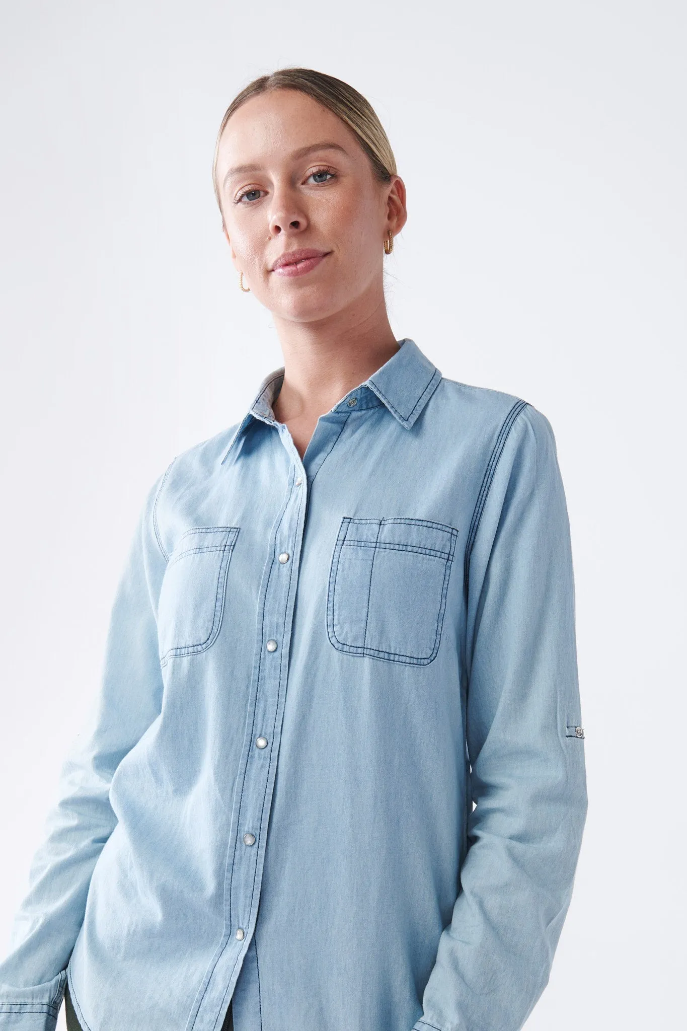 DEXTER Women's Denim Shirt - Long or Short Sleeve.