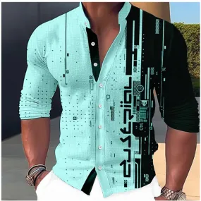 Fashion 3D Printed Collar Shirts Men's Tops Casual Outdoor Party  Soft Comfortable Fabric Button Tops
