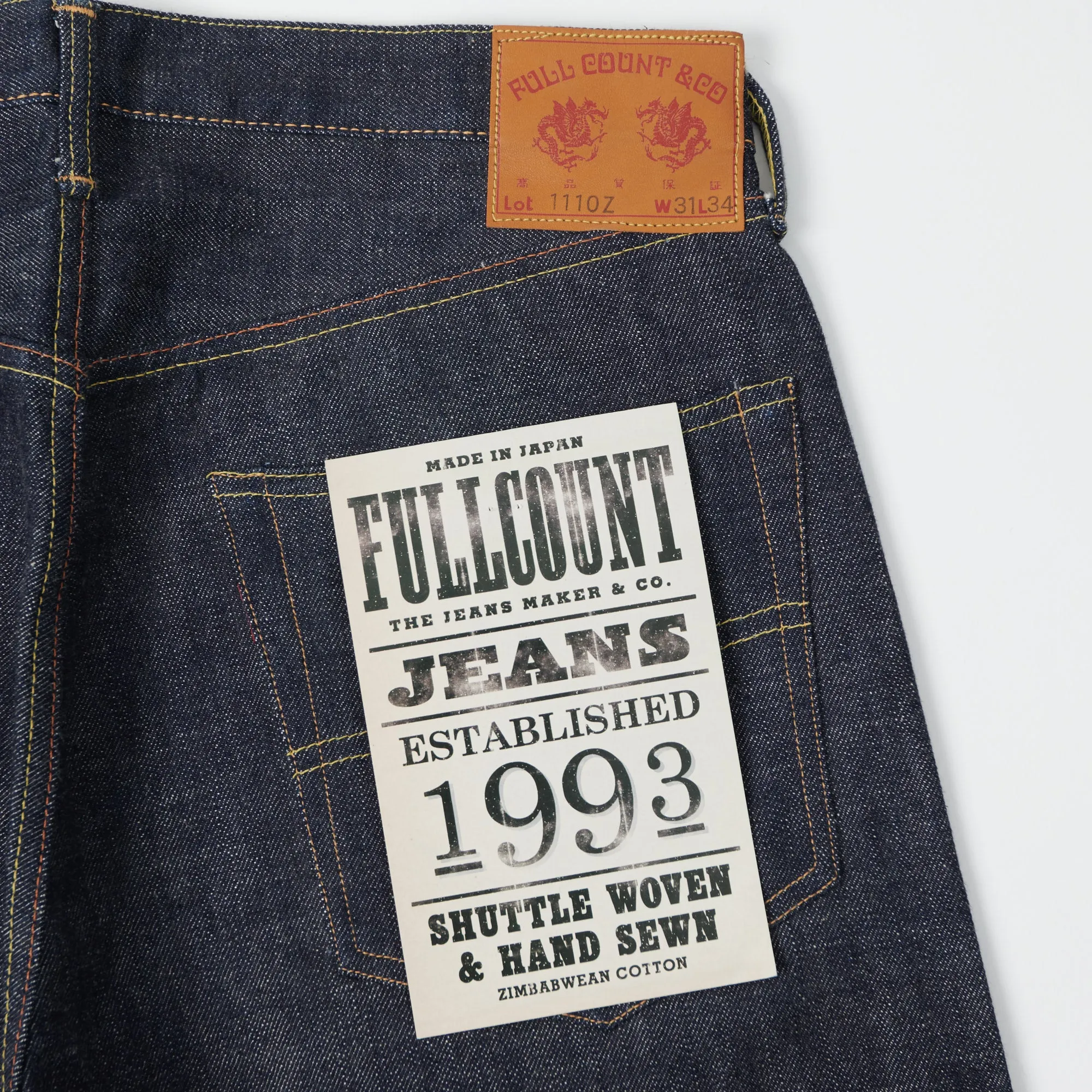 Mens Full Count 1110Z 13.7oz Slim Tapered Jeans - Premium Denim with Authentic Style