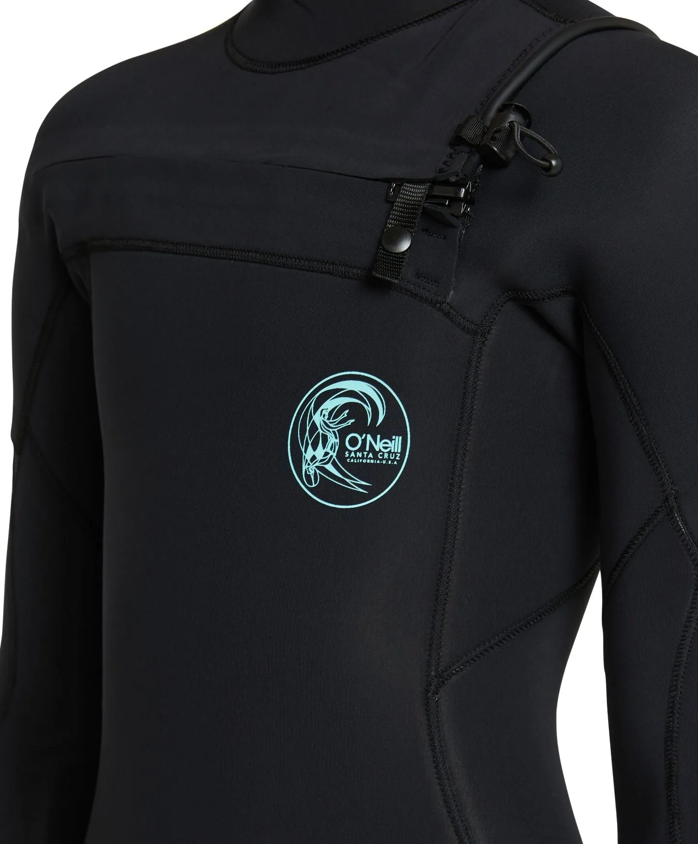 Girl's Bahia 3/2mm Steamer Chest Zip Wetsuit - Black Aqua
