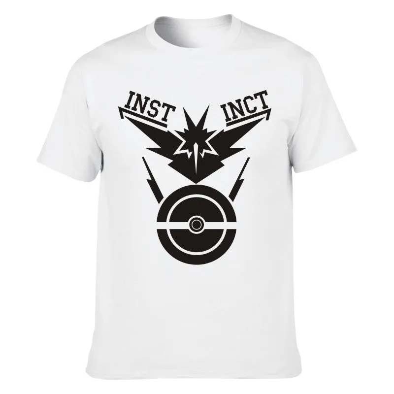 Hot 2016 POKEMON GO Shirt Team INSTINCT Mystic Valor Funny t shirt Mens T-shirts Cotton Tee Tops Casual Brand Clothing