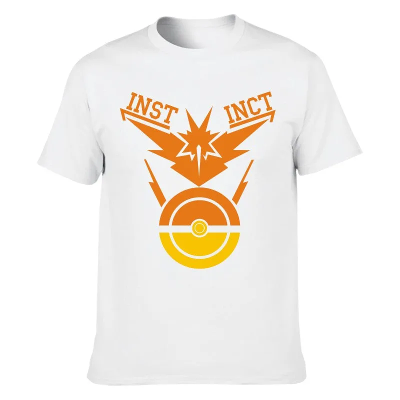 Hot 2016 POKEMON GO Shirt Team INSTINCT Mystic Valor Funny t shirt Mens T-shirts Cotton Tee Tops Casual Brand Clothing