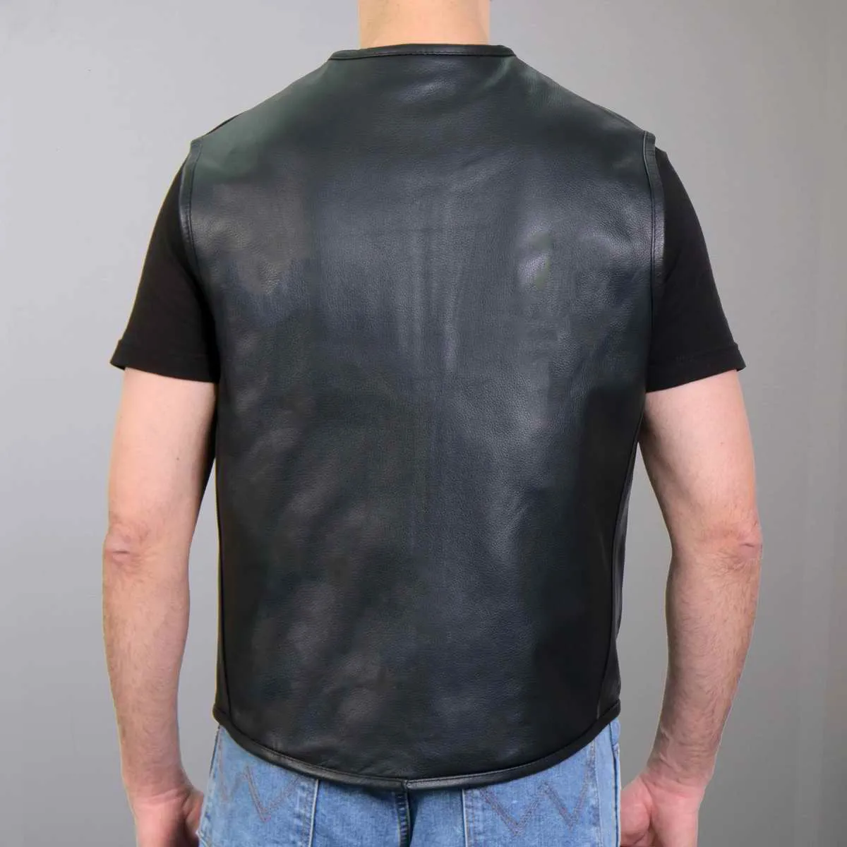 Hot Leathers VSM2001 Men's Black Jumbo Skull Conceal and Carry Leather Vest
