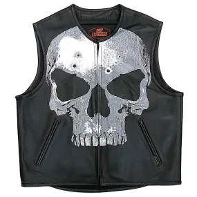 Hot Leathers VSM2001 Men's Black Jumbo Skull Conceal and Carry Leather Vest