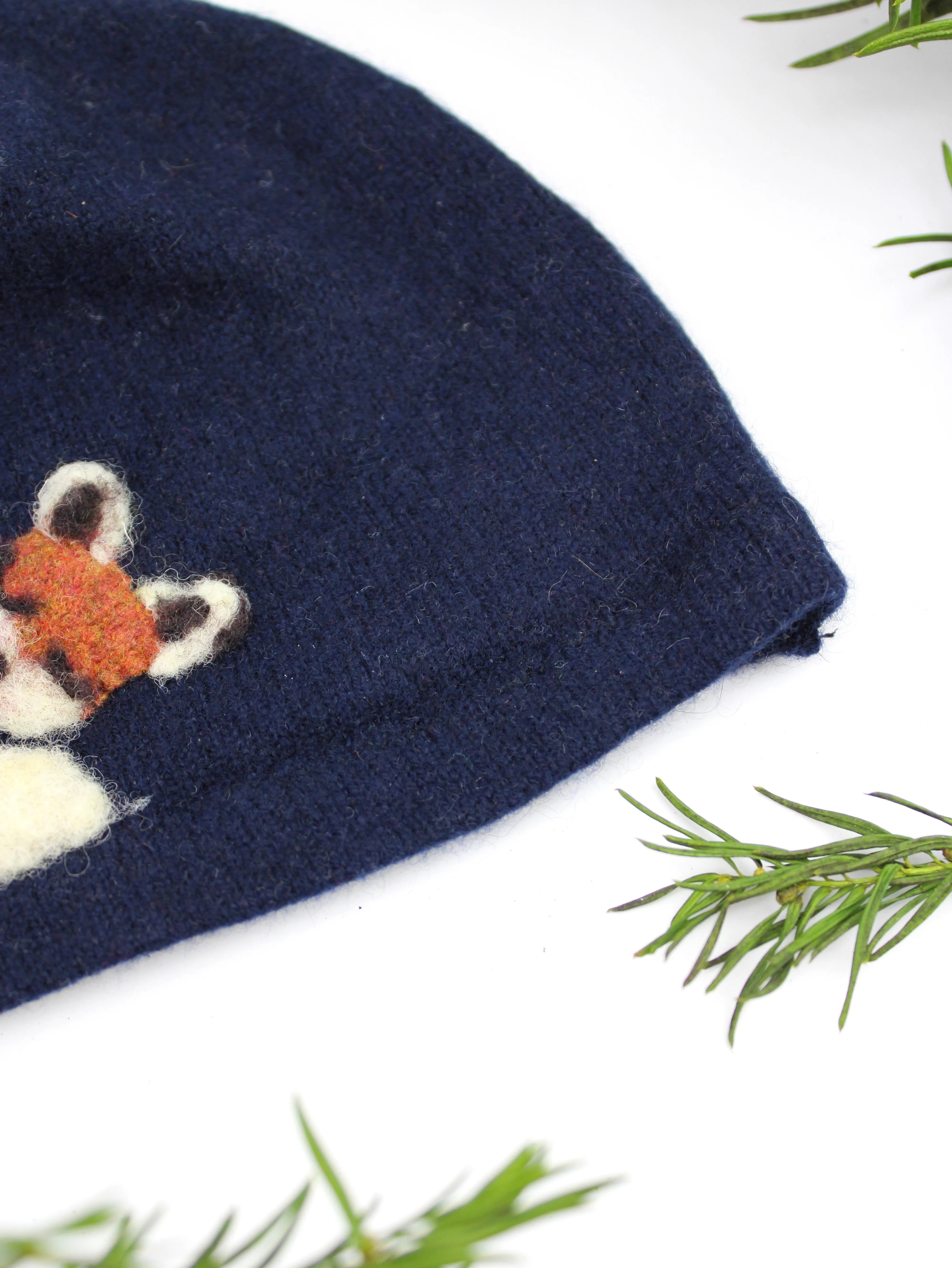 Irregular Cashmere Hat - Baby Navy Blue Fox