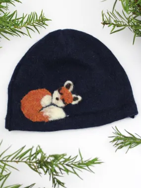 Irregular Cashmere Hat - Baby Navy Blue Fox