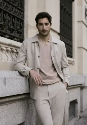 Italian Stone /Cotton Stretch Two Piece Suit/ Weft Stretch / Wrinkle Resistant