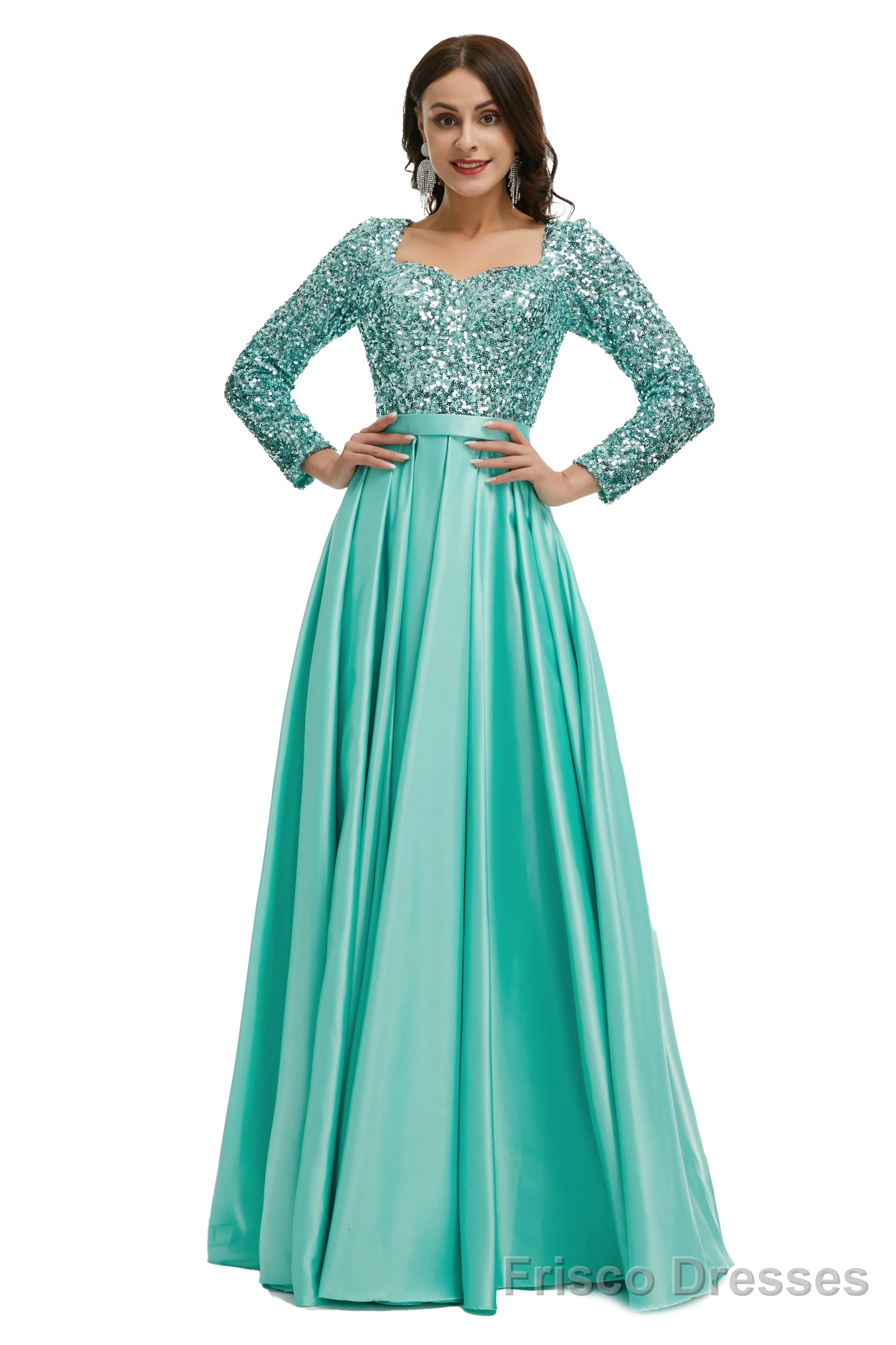 Lady Dresses Full Sleeve Prom Dresses V Neck Formal Gowns 2025 Floor Length Party Dresses