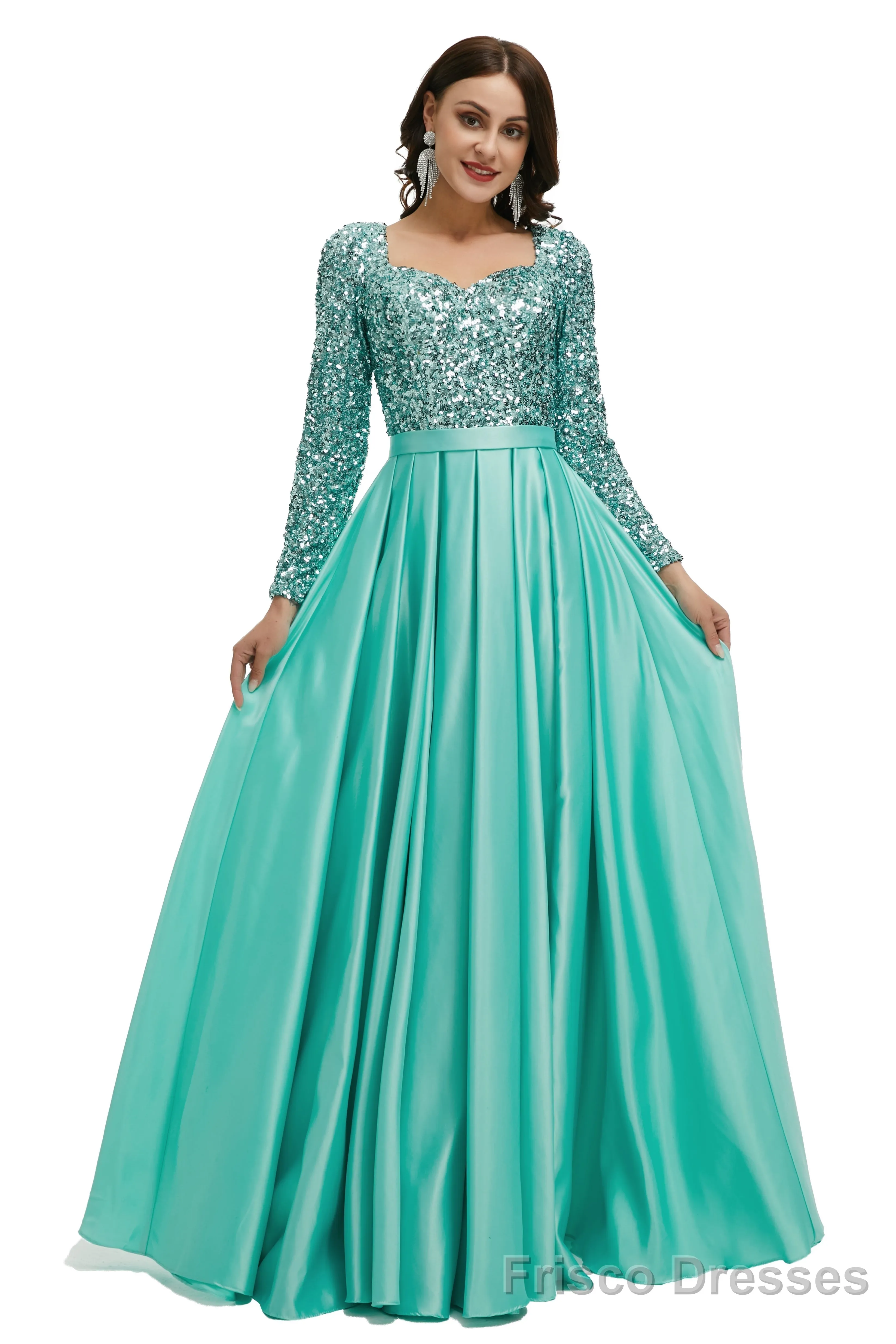 Lady Dresses Full Sleeve Prom Dresses V Neck Formal Gowns 2025 Floor Length Party Dresses