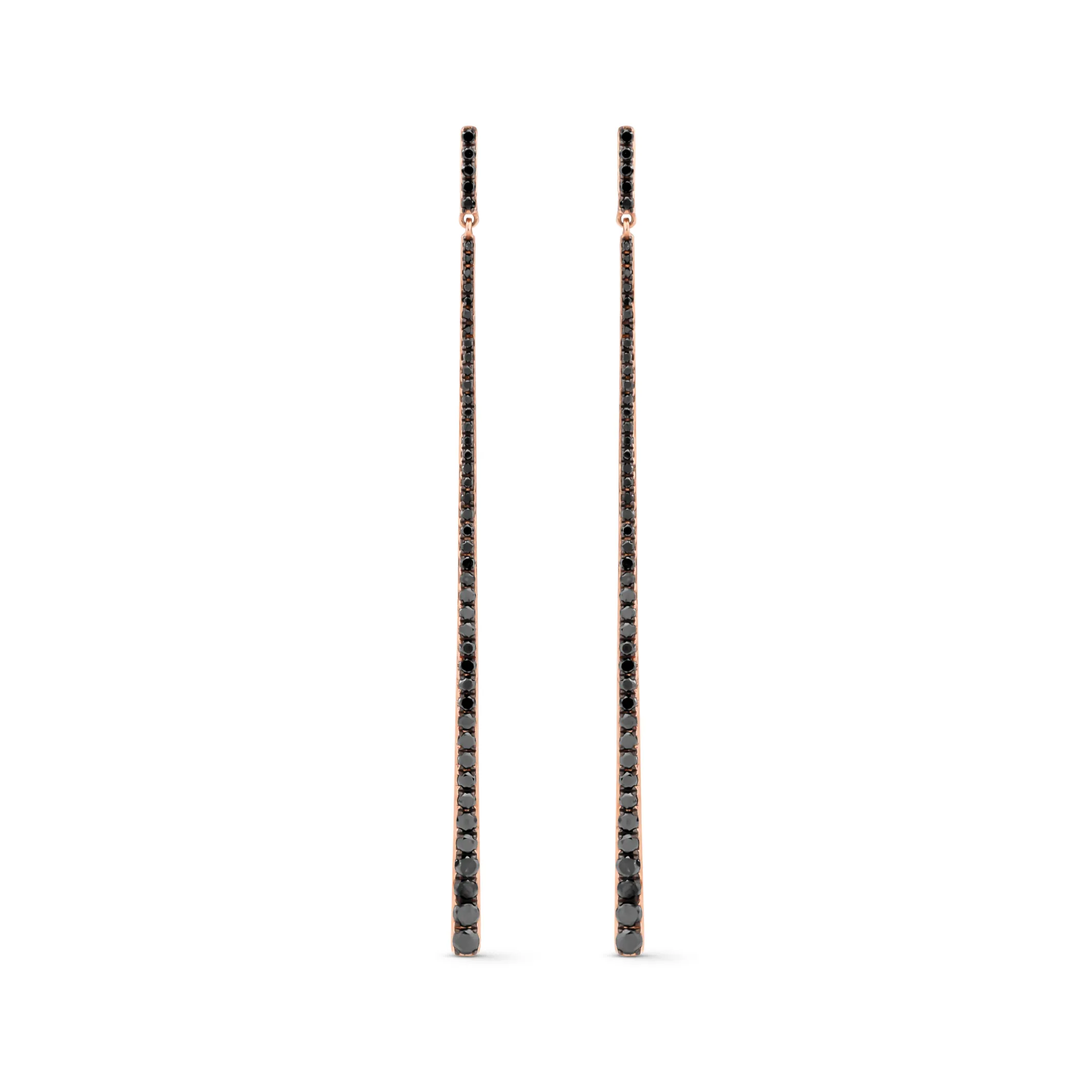 Line Black Diamond Earrings