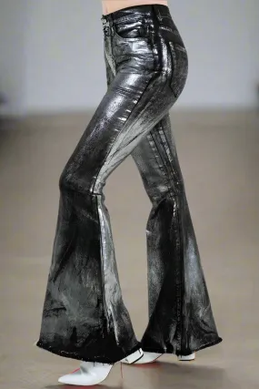 Metallic Bell Bottom Jean in Black