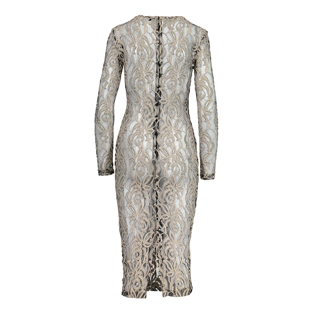 Nude Skeleton Lace Dress