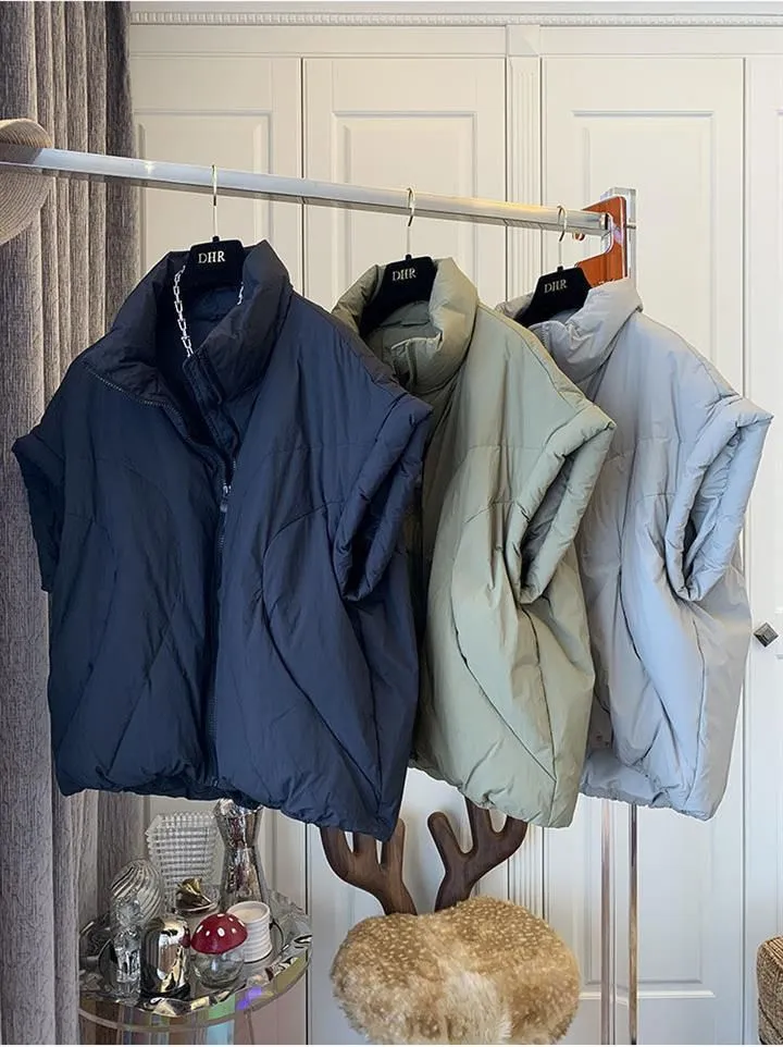 Oversized Puffy Sleeveless Puffer Jacket Winter Vest Outerwear Gilets