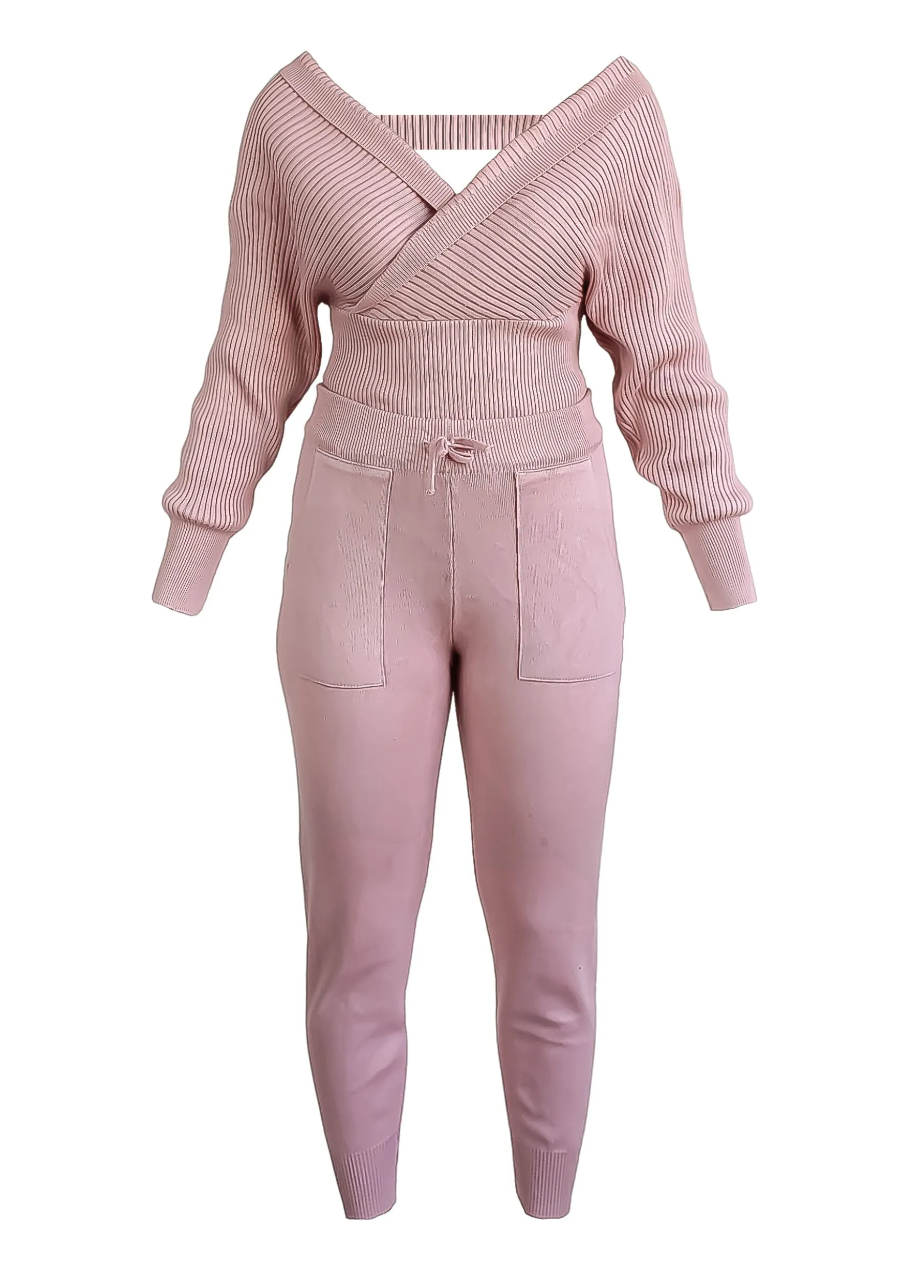 Pink Kim Knitted Top and Pants