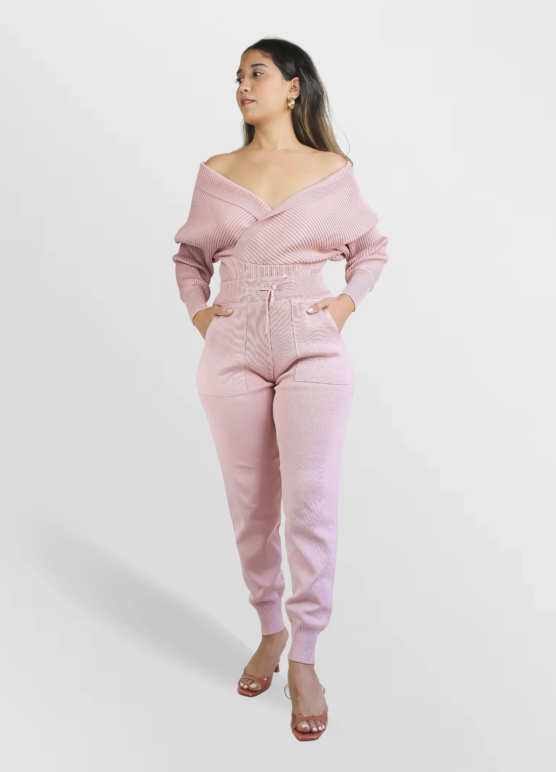 Pink Kim Knitted Top and Pants