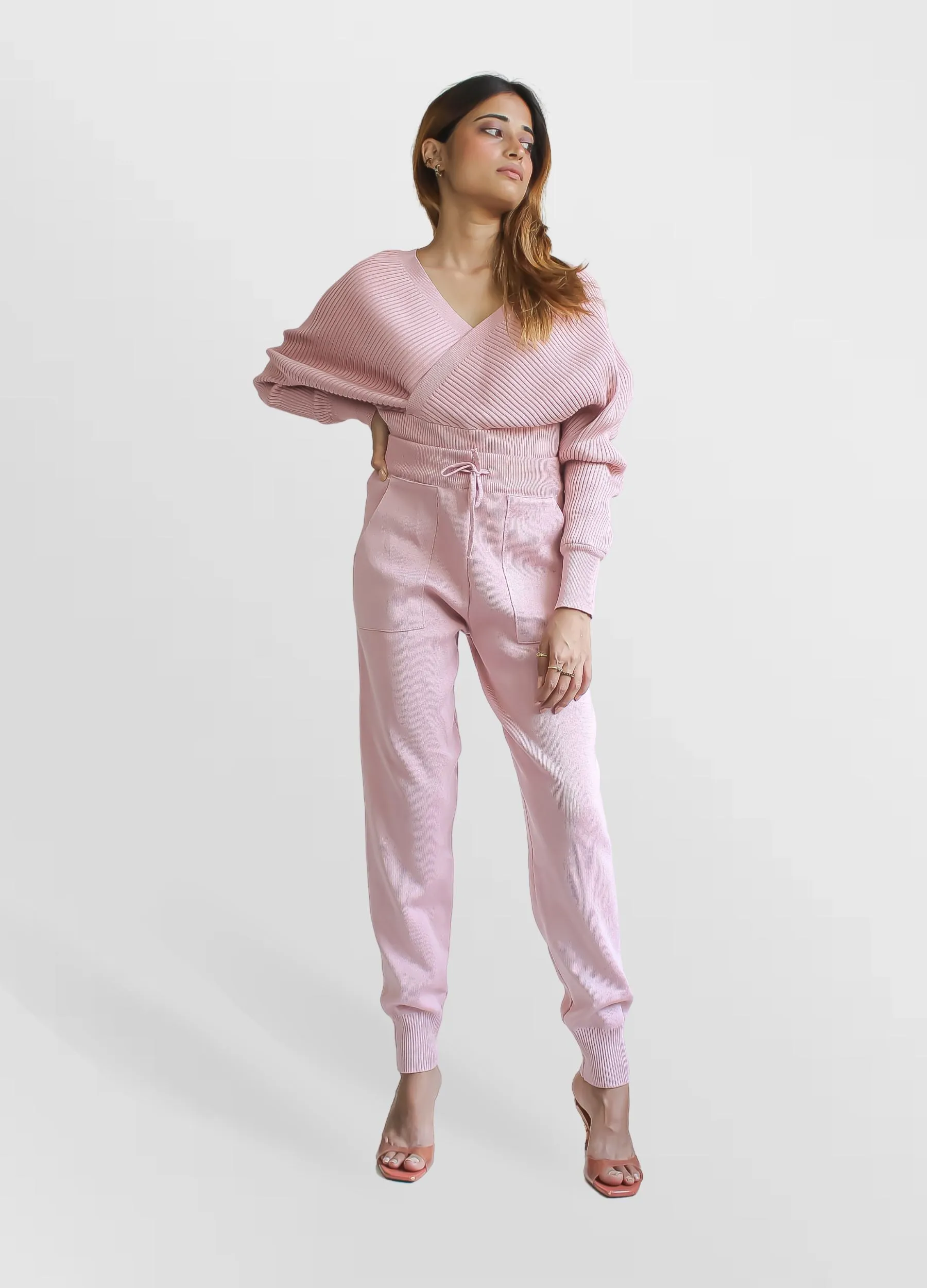 Pink Kim Knitted Top and Pants
