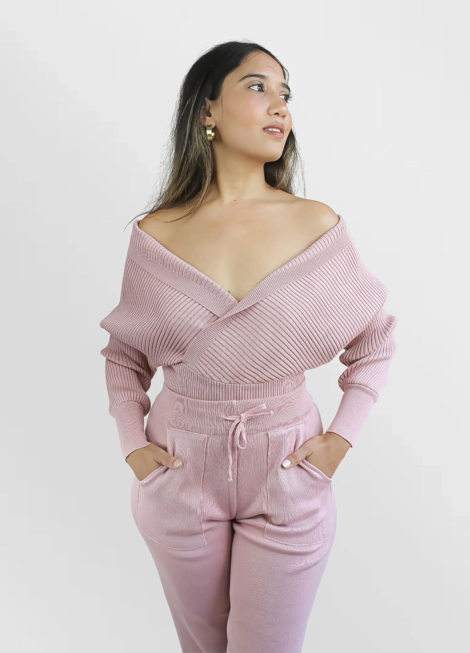 Pink Kim Knitted Top and Pants