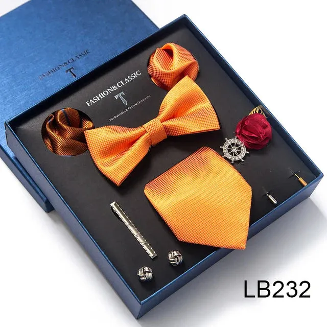 Silk Tie Set with Cufflinks & Pocket Square - Necktie Gift Box