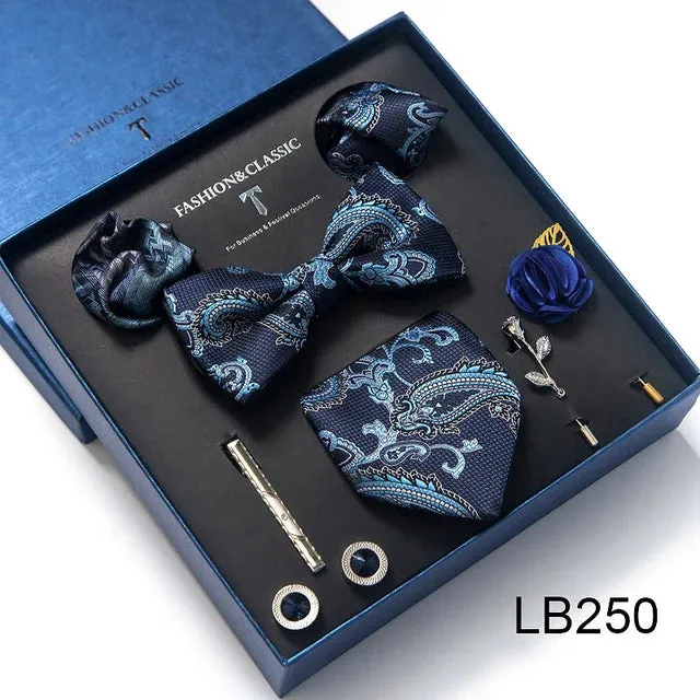 Silk Tie Set with Cufflinks & Pocket Square - Necktie Gift Box