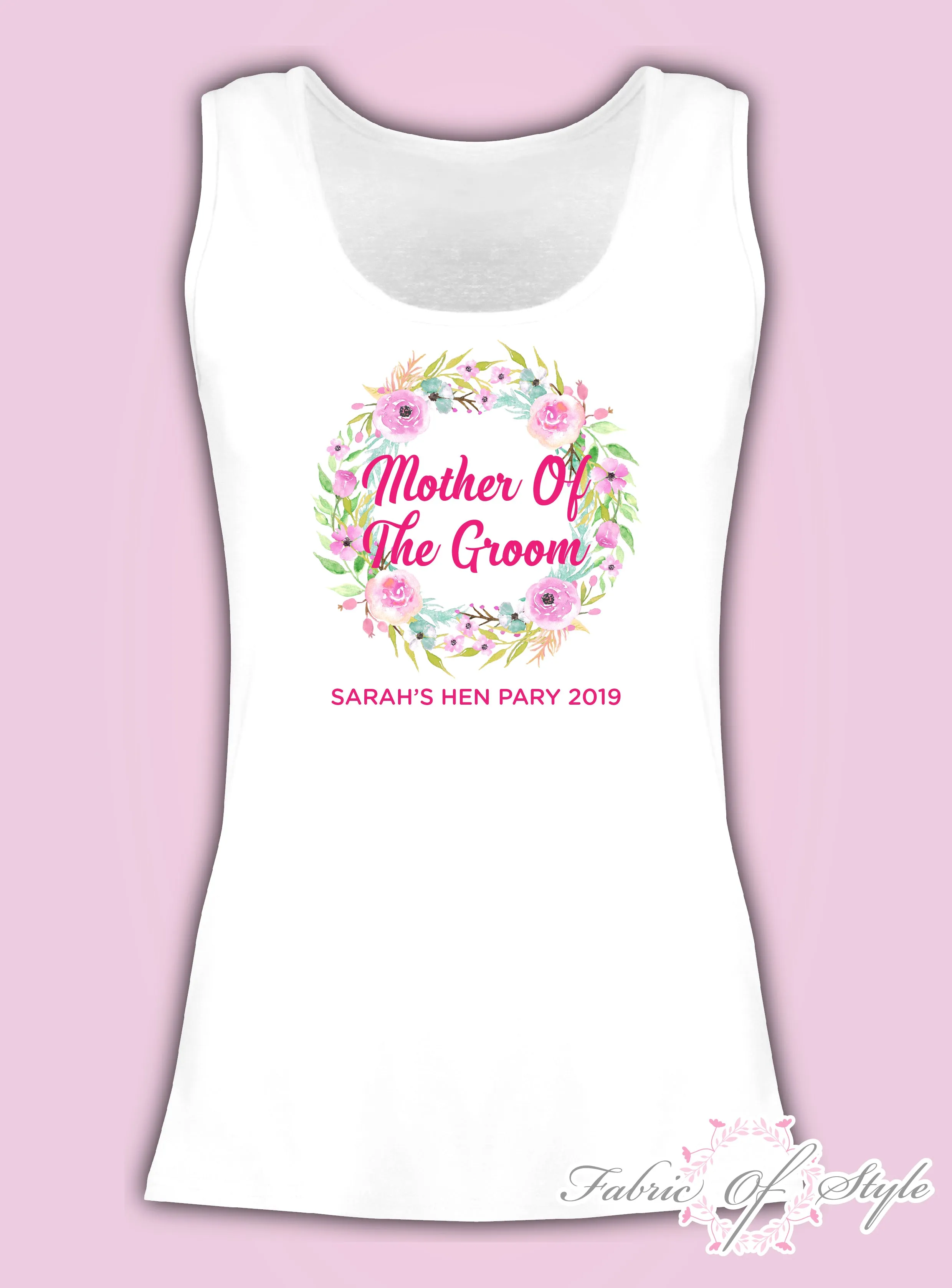 Wreath Vest Tank Top Hen Do Party Bride Tribe Wedding Personalised T-shirt Ladies Female